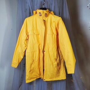 Misty Harbor Original Hooded Gorpcore Lined Yellow Shell Rain Coat Size S